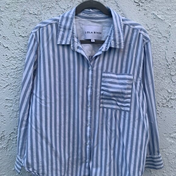 Collared striped button up long sleeve shirt - Picture 1 of 4